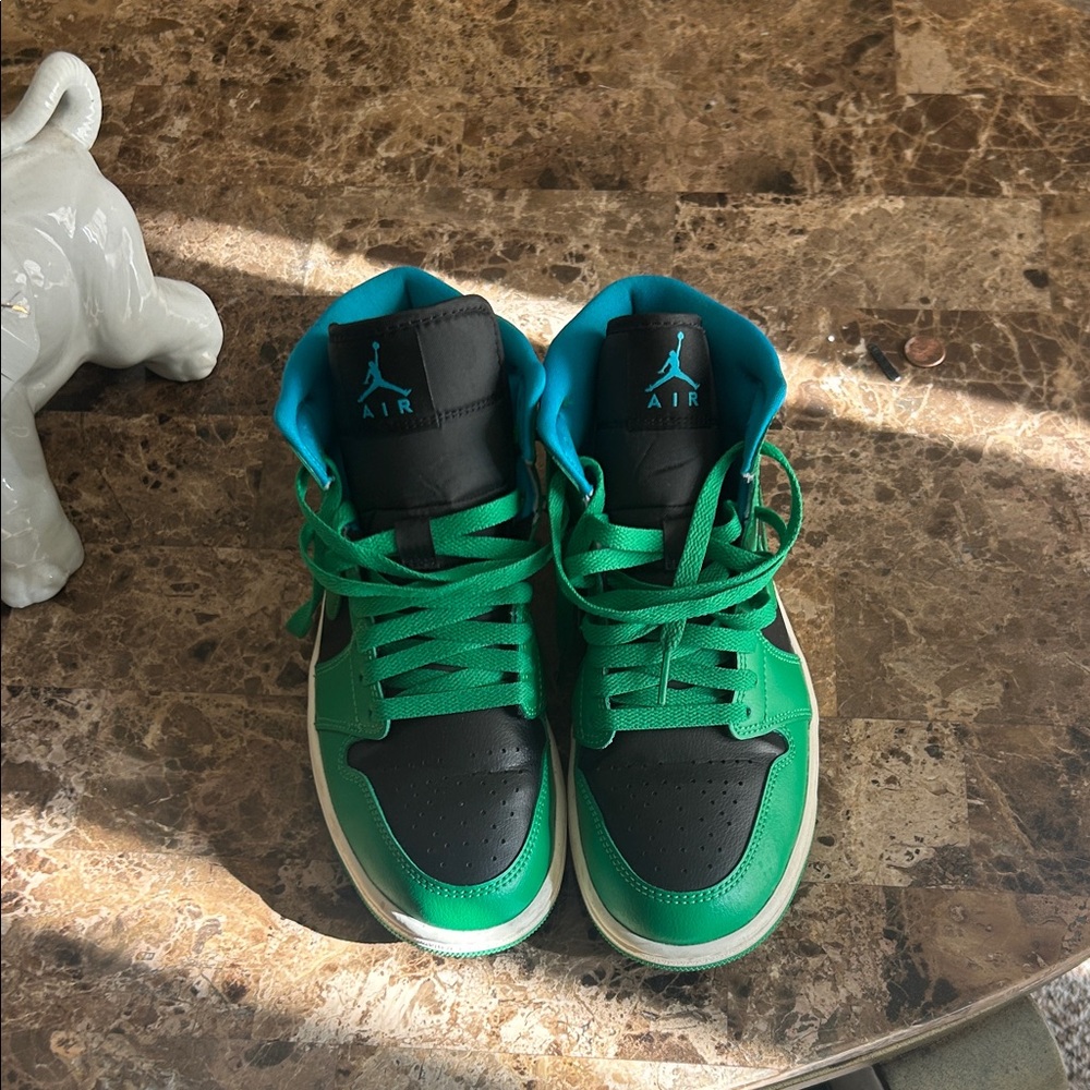 womens Green and Black High-Top Sneakers jordans